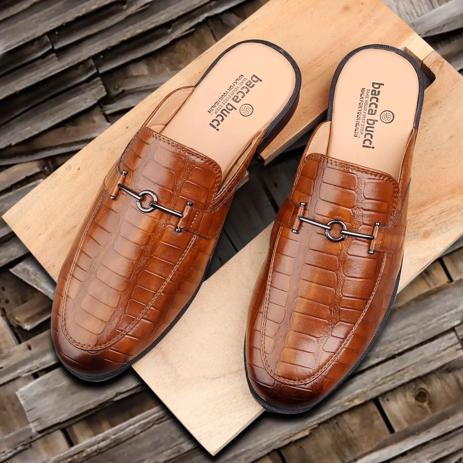 Bacca Bucci Men's NOVA Mules Clogs Open back Loafers with Comfortable Memory Insoles Desert Step All Matching