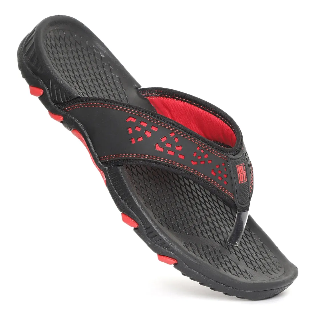 Effortless Beach Wear Heel Cushioning Paragon Black and Red Ultra-Durable Everyday Flip Flops for Men