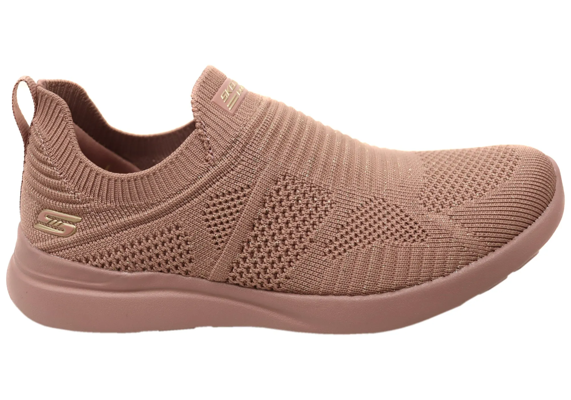 Effortless Entry Precision Edge Design Skechers Womens BOBS Milano Purely Radiant Slip On Shoes Mauve