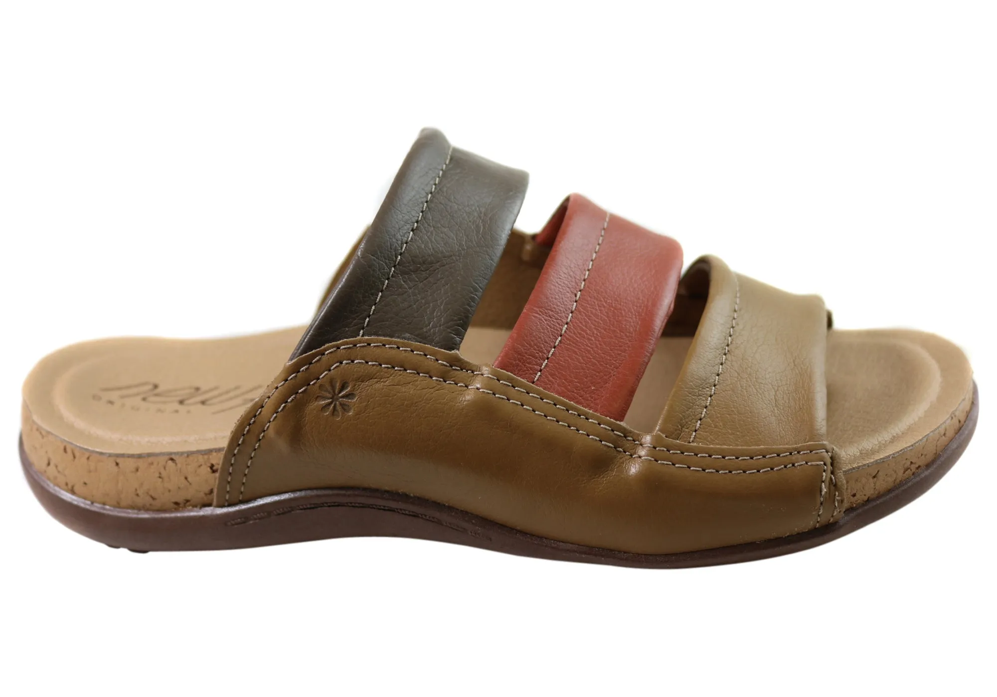 High-Comfort Fit Cruise Wear New Face Serenity Womens Comfort Leather Slides Sandals Made In Brazil