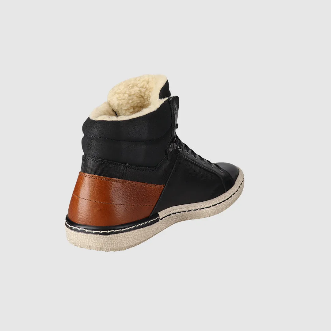 Massey Lace Up Boots Black Everyday Pair Leopard Tone