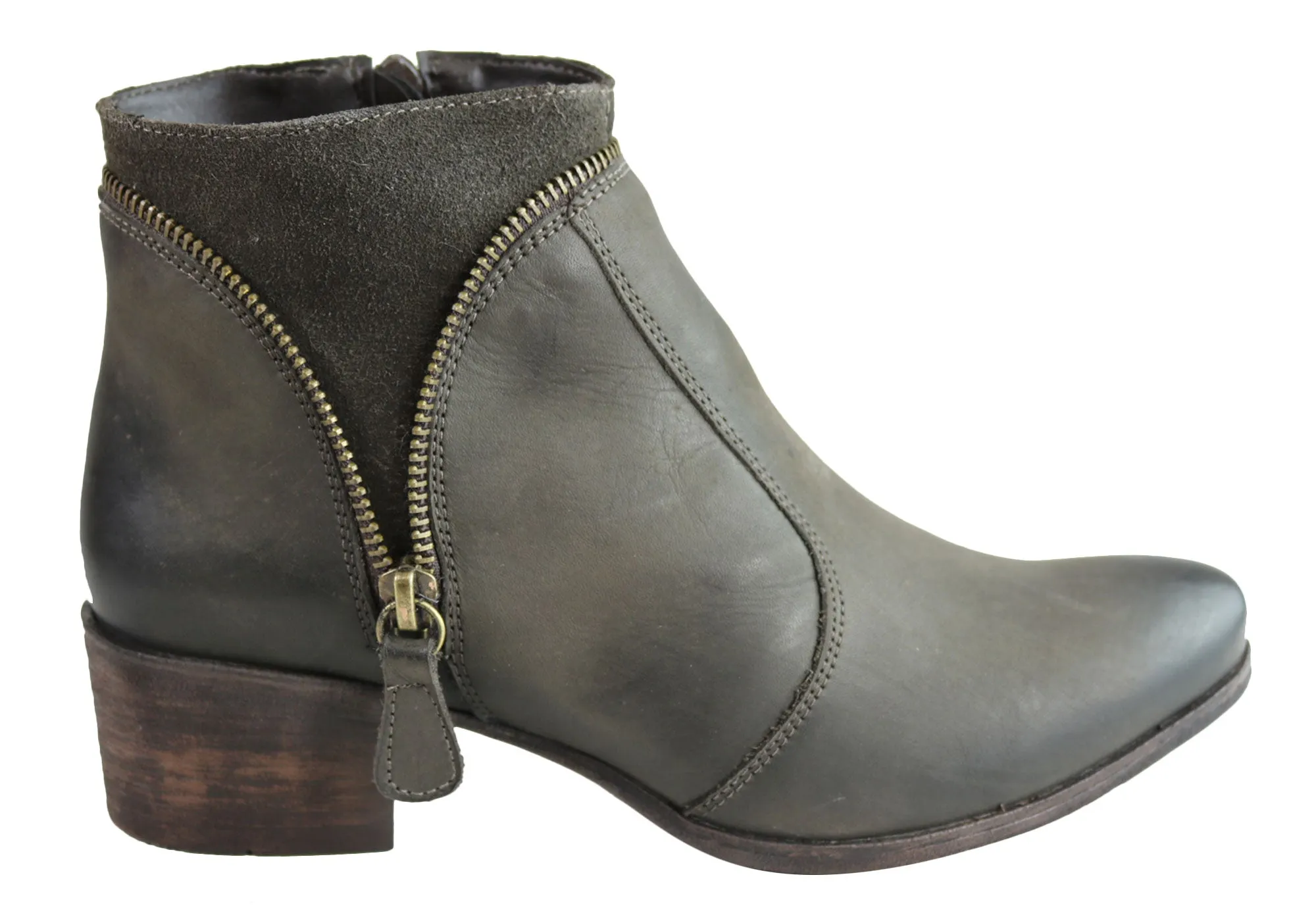 Dazzani Hilda Womens Comfortable Leather Ankle Boots Made In Brazil Comfortable bend
