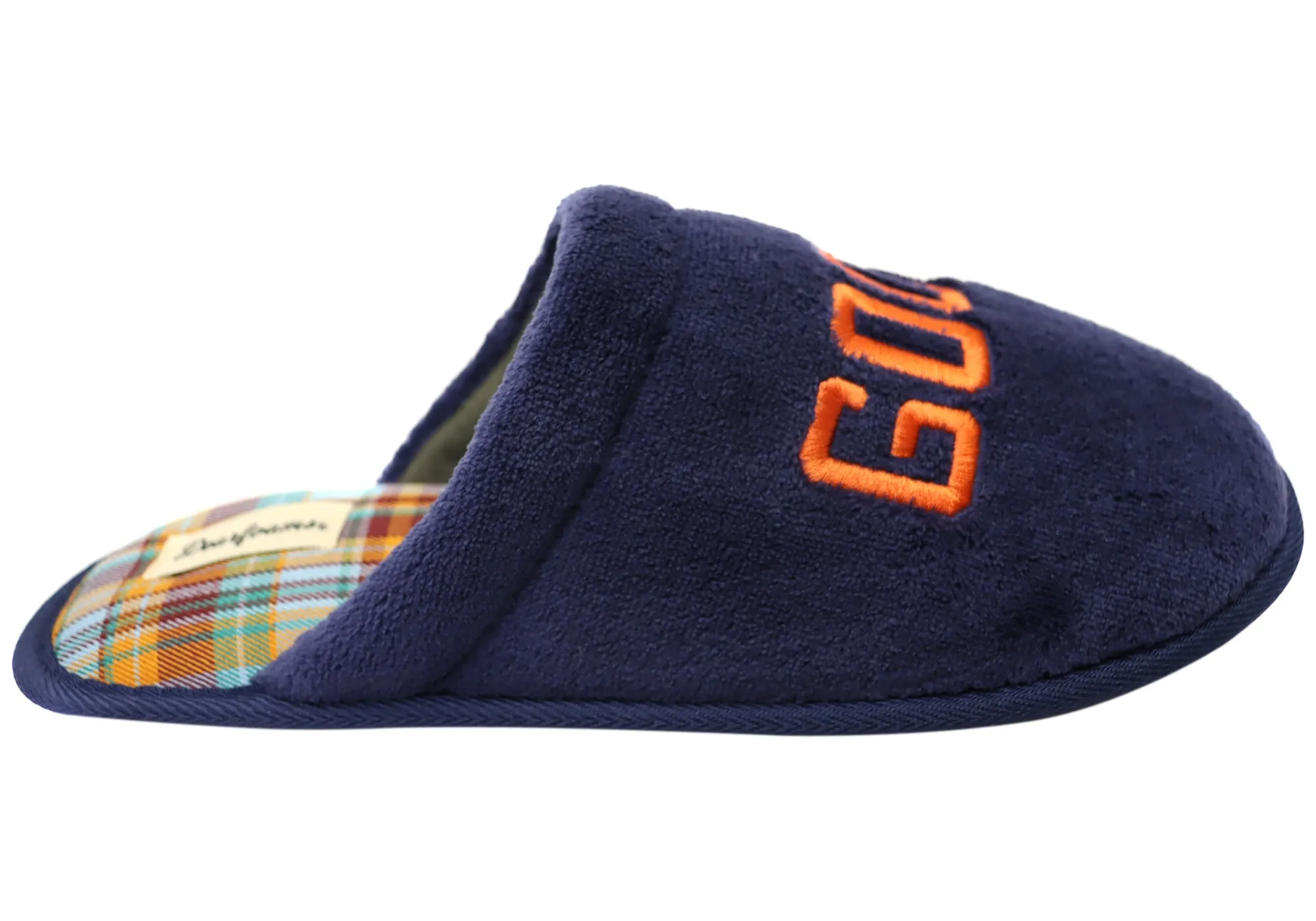 Dearfoams Mens Comfortable Novelty Terry Scuff Slippers Trendy Footwear Design