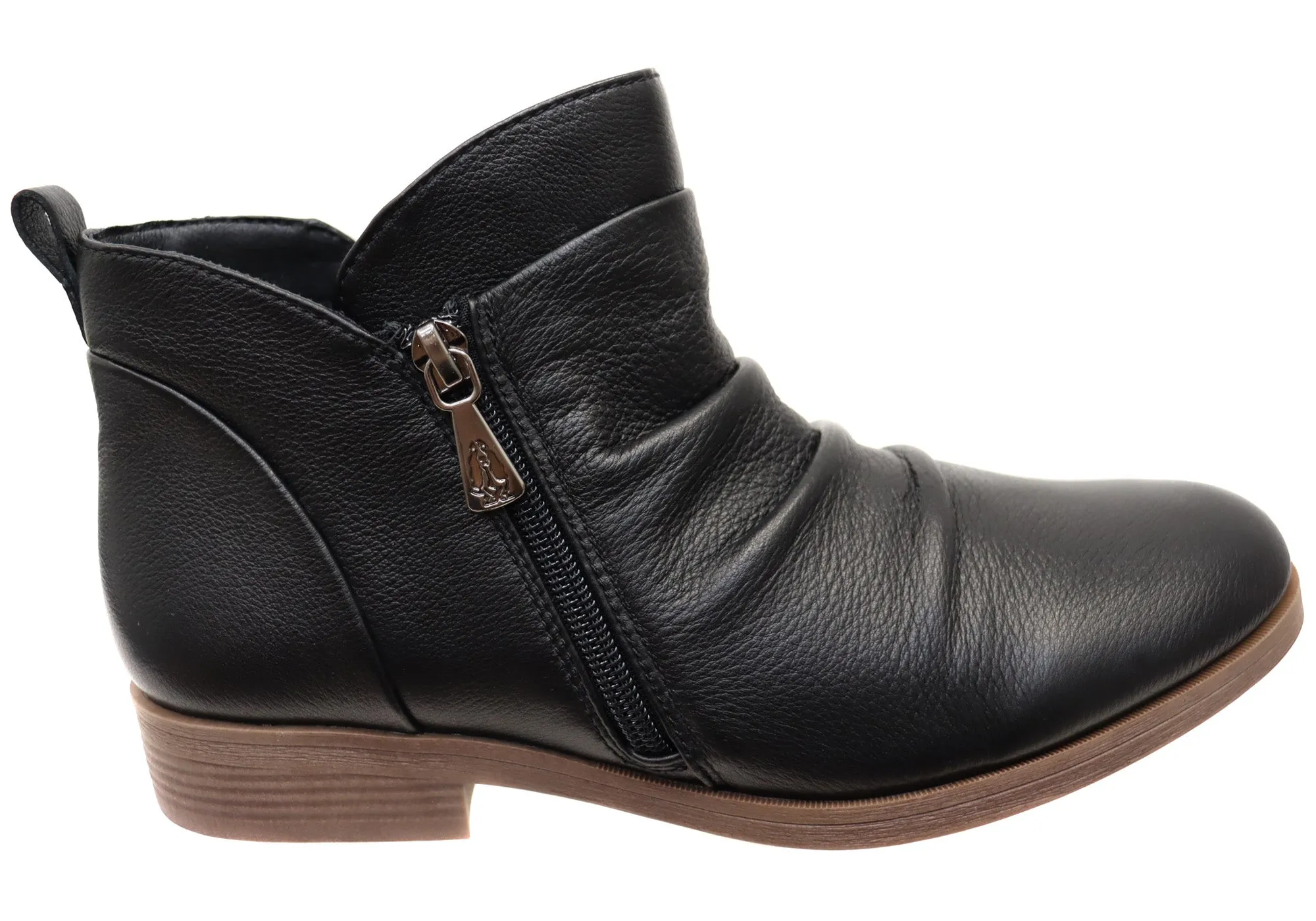 gift pick Reinforced Heel Counter Hush Puppies Chalet Womens Comfortable Black Leather Ankle Boots