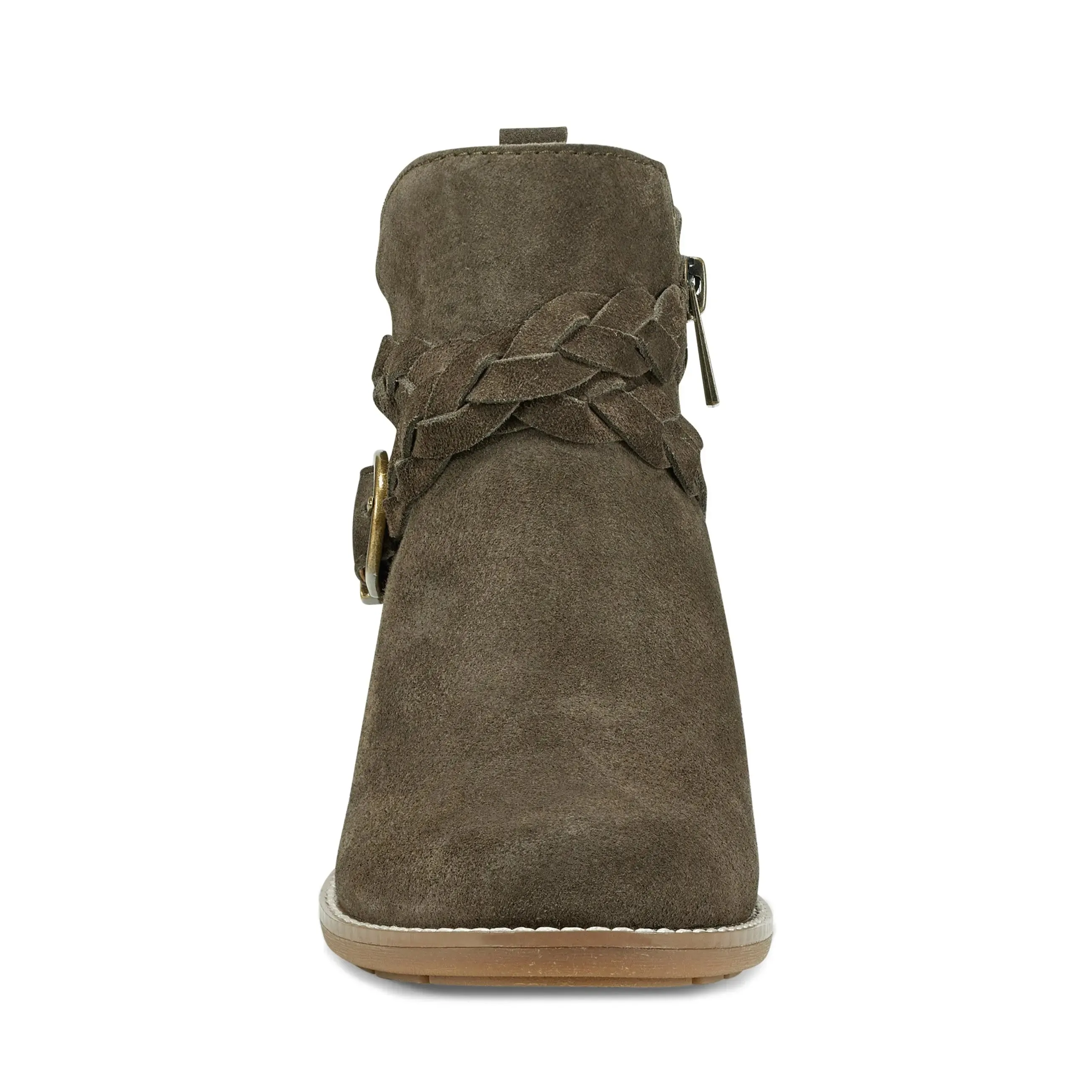 Nicole Round Toe Stacked Heel Casual Booties Airy Design