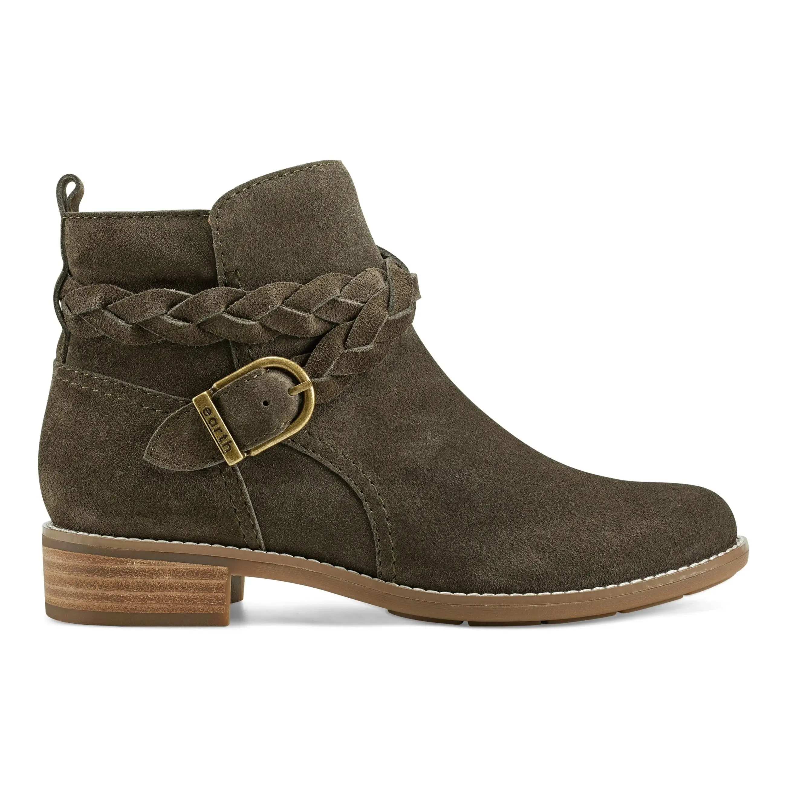 World Step AI Path Nicole Round Toe Stacked Heel Casual Booties