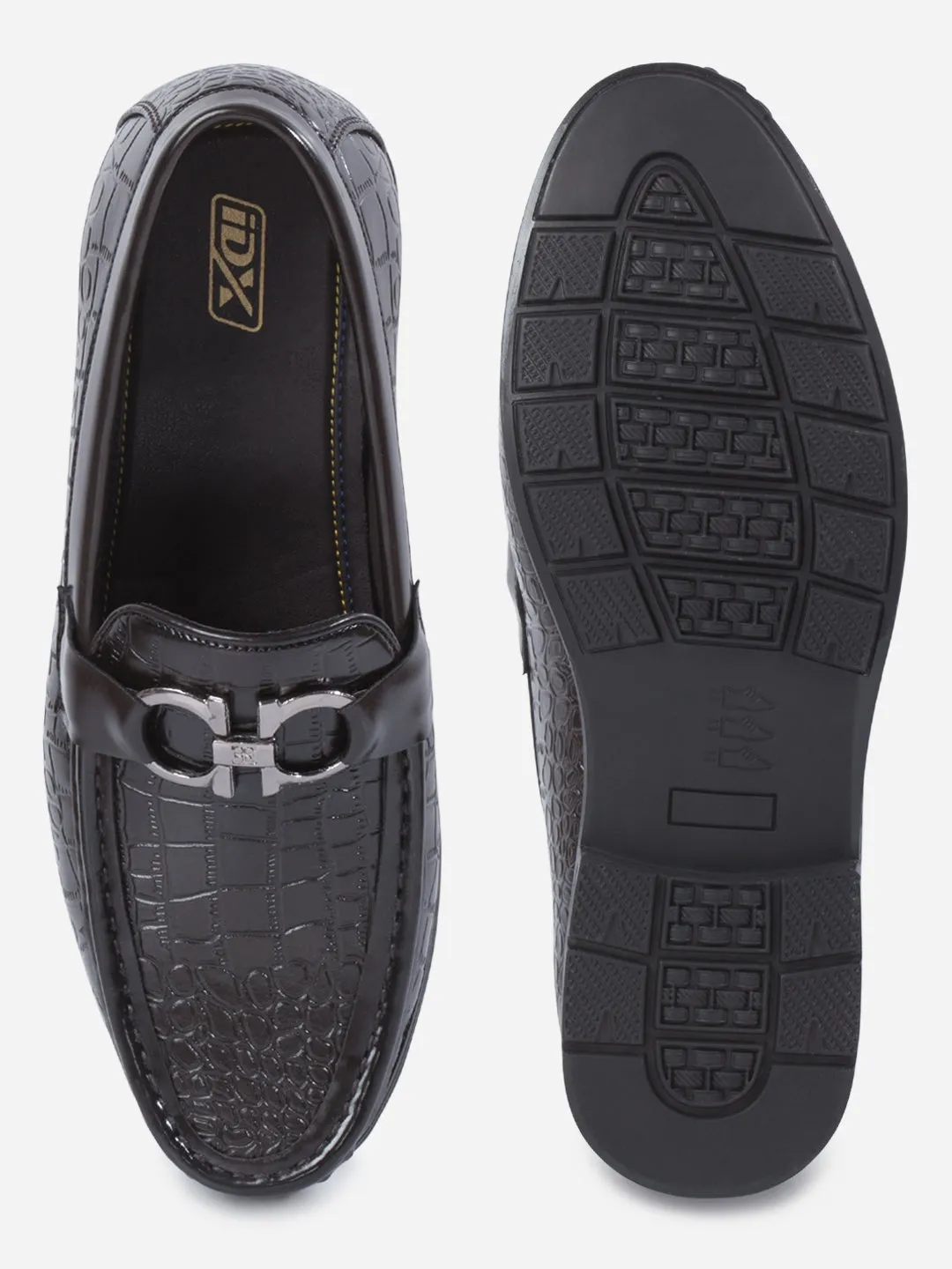 Full Step Men's Brown Moc Toe Buckle Loafer (IX4116)