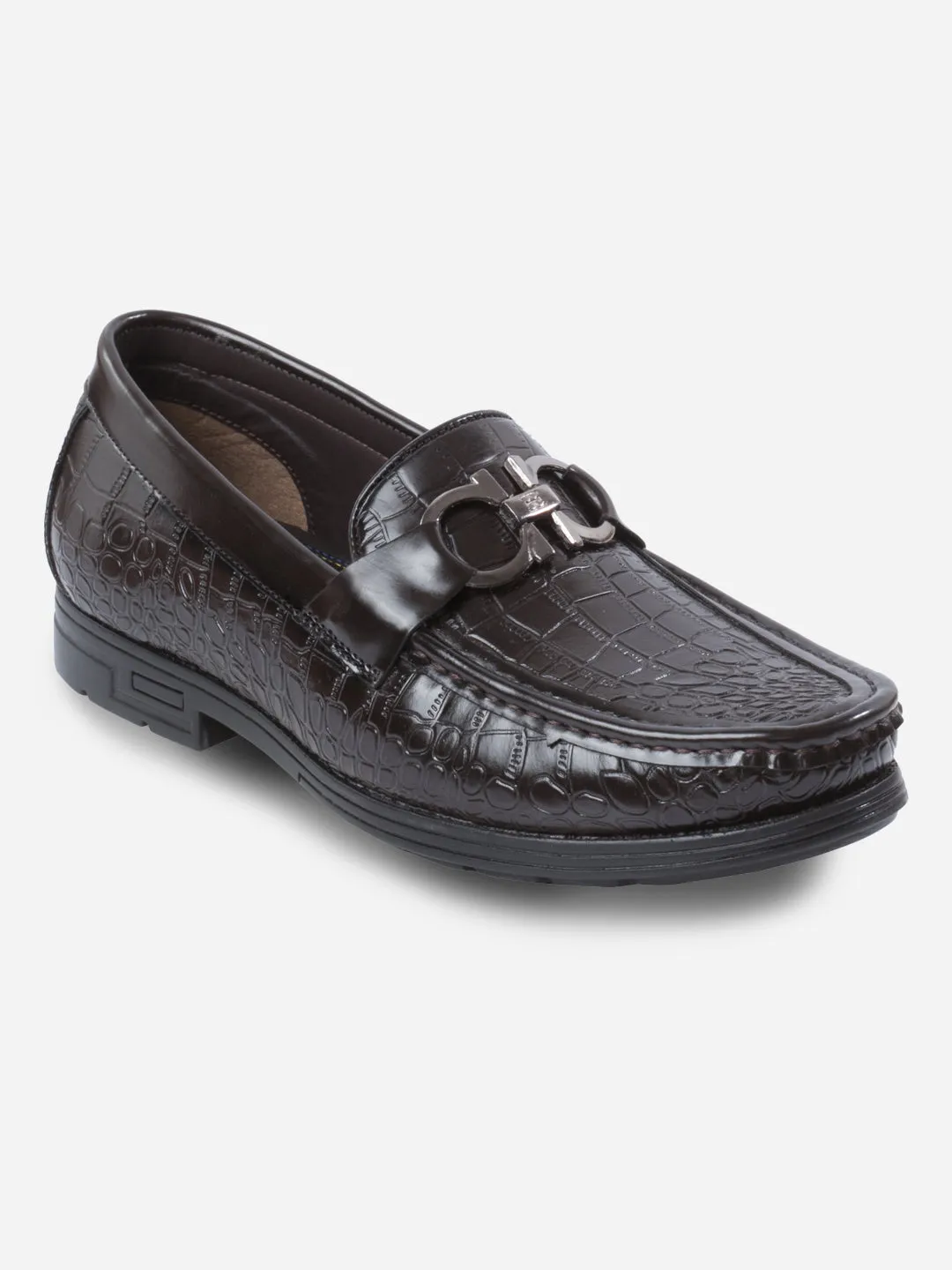 Men's Brown Moc Toe Buckle Loafer (IX4116) Versatile Shoes