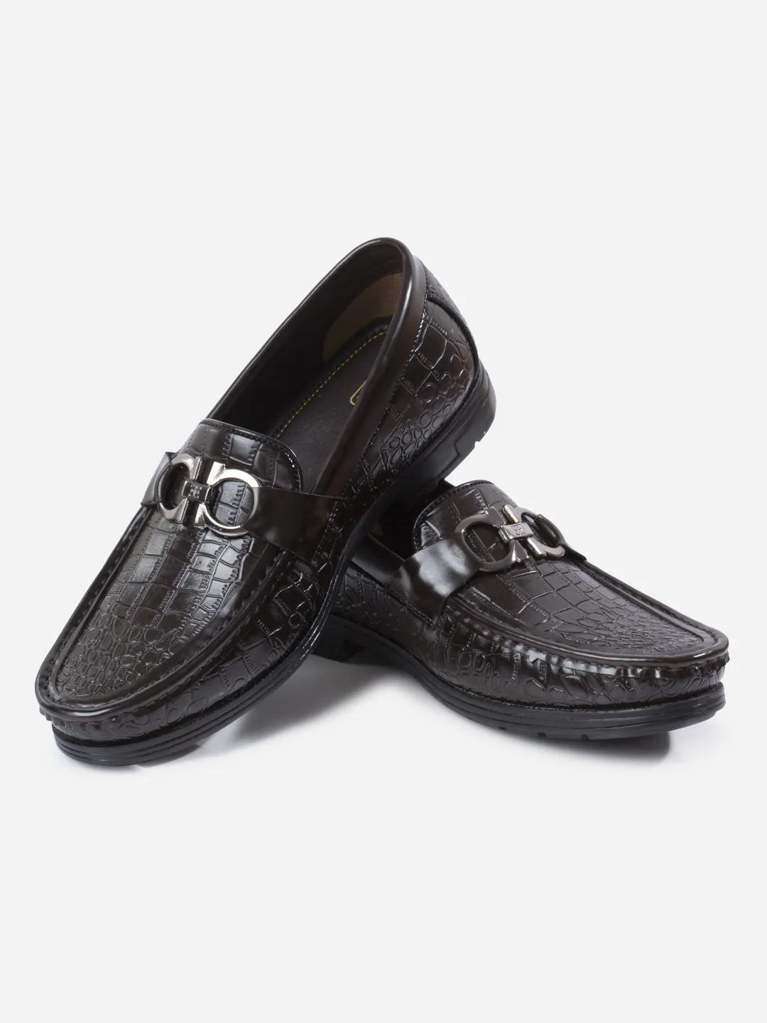 Men's Brown Moc Toe Buckle Loafer (IX4116) Leather Sole