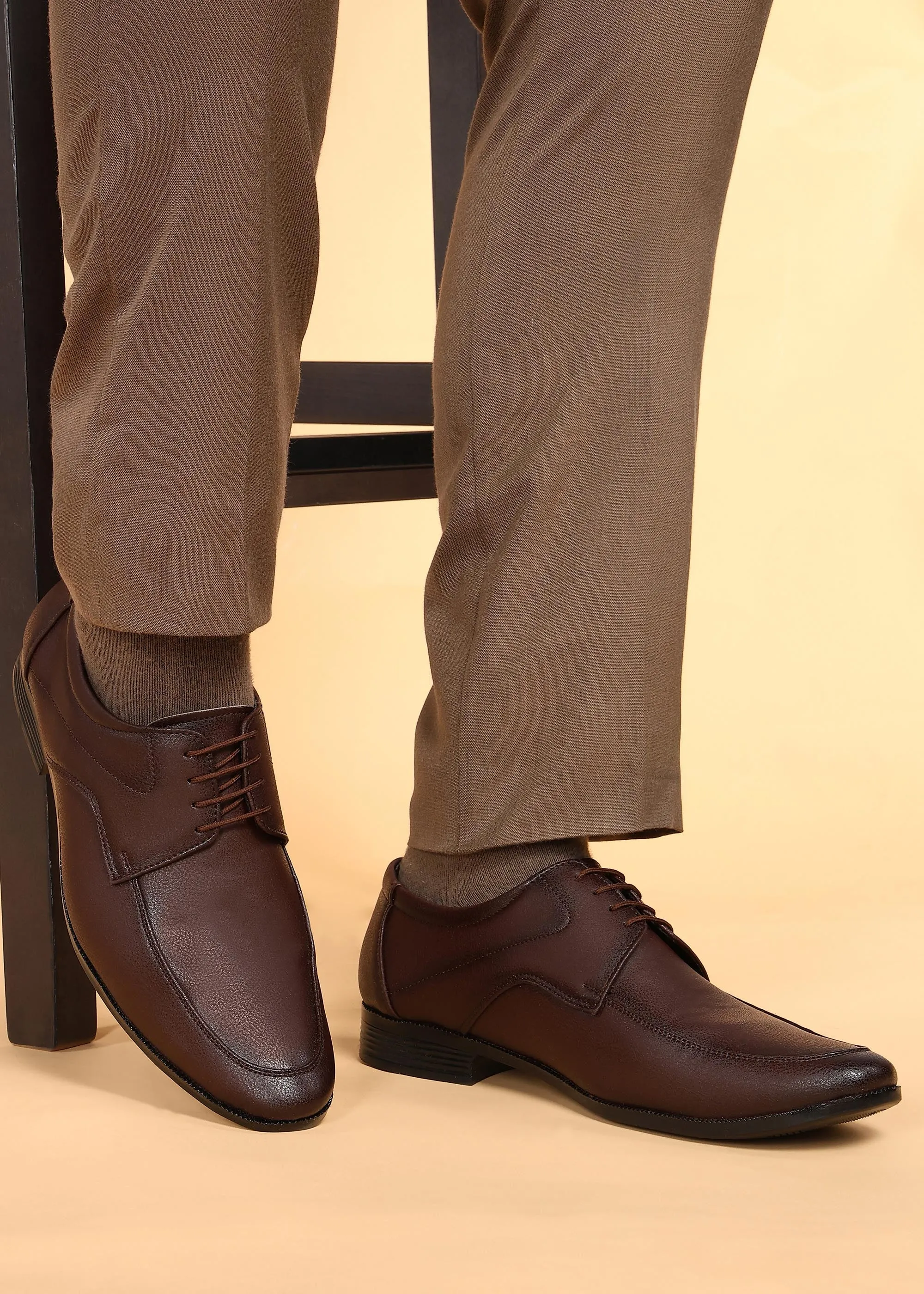 Clean Comfort Walk Control Paragon Men's Brown Formal Shoes with Laces| Durable & Sturdy for Outdoor Wear