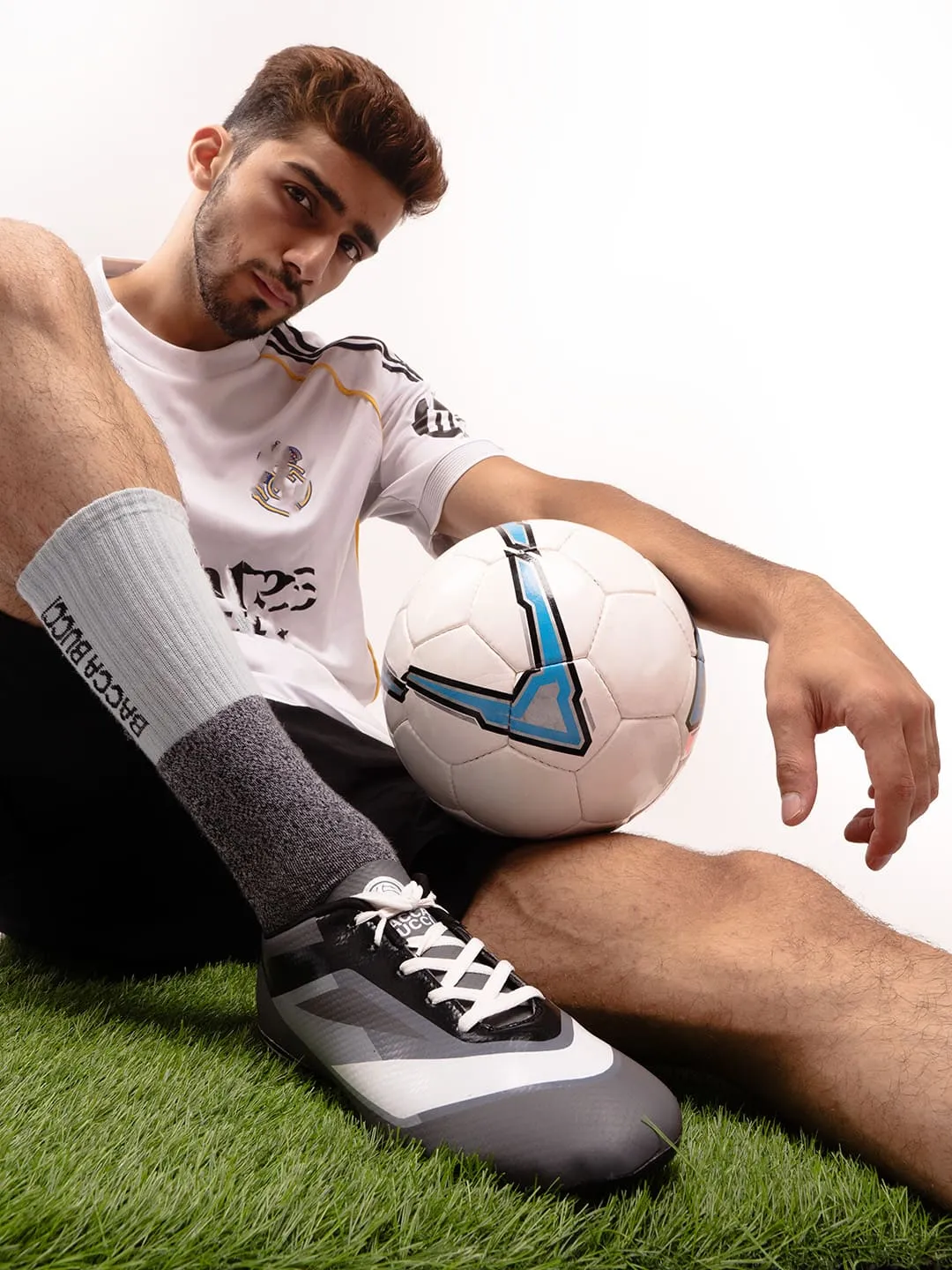 Bacca Bucci Strike X??Firm ground Football Shoes | Lightweight Soccer Cleats with High-Traction Studs Denim Cool