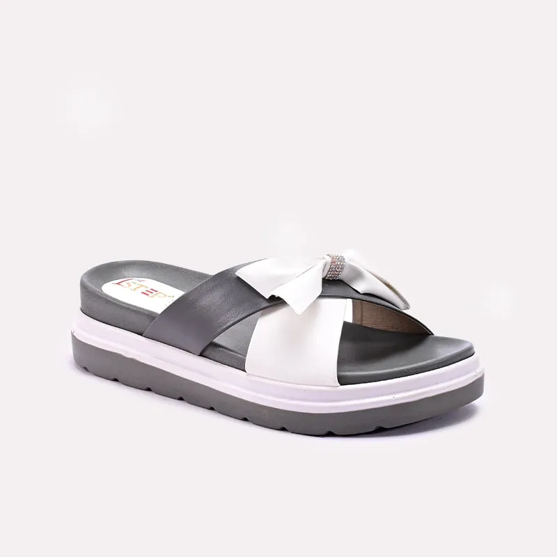 Womens Gray Comfy Slippers 0413129 Anytime Go Rubber Sole