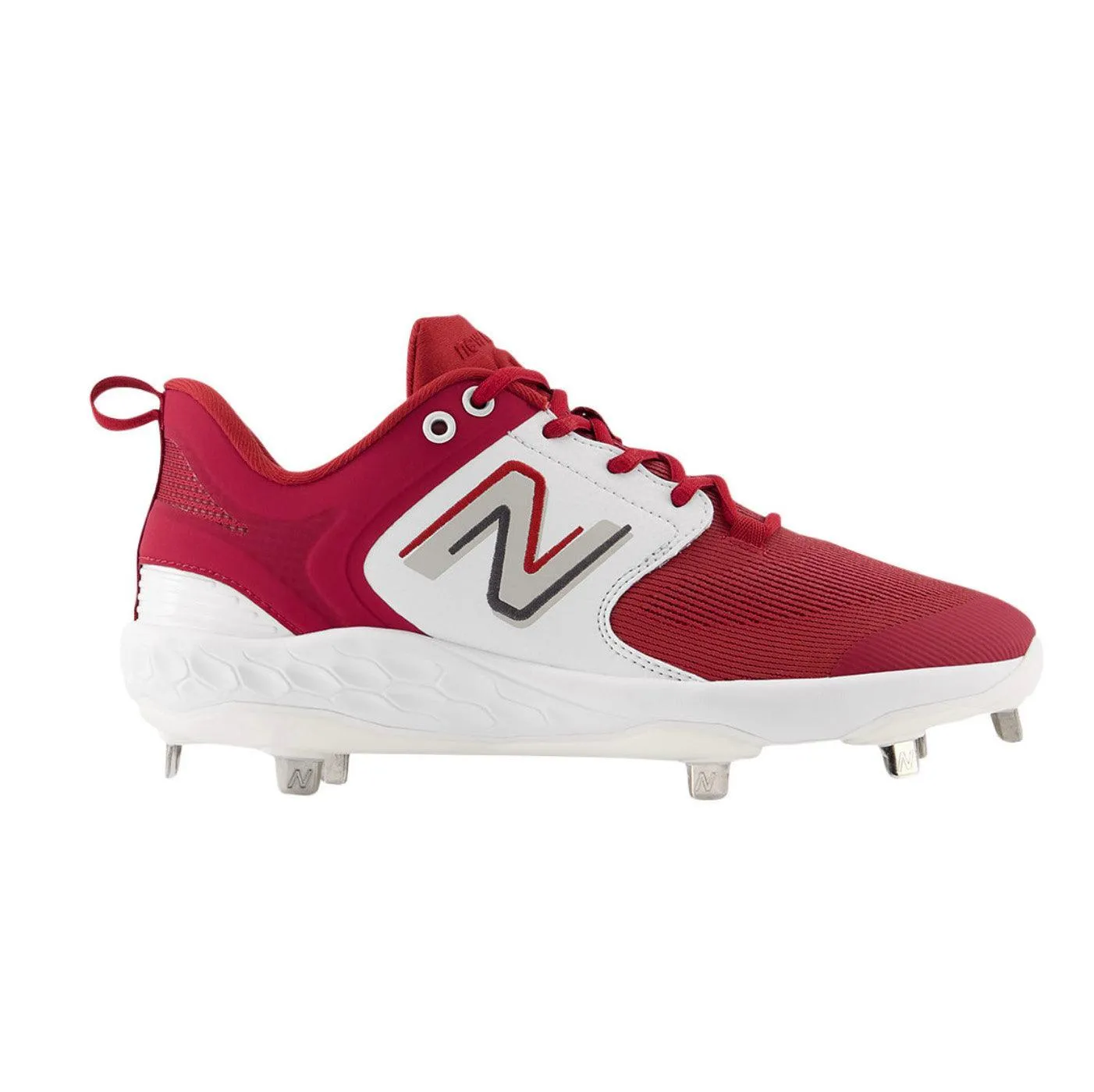 Road grip New Balance Men's Fresh Foam X 3000 V6 Metal Baseball Cleats - Cardinal with White - L3000BC6