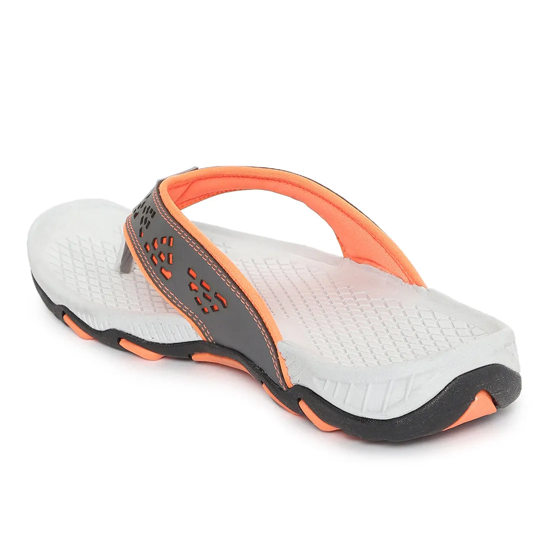 Paragon Grey and Orange Ultra-Durable Everyday Flip Flops for Men Comfortable elasticity Beach Style