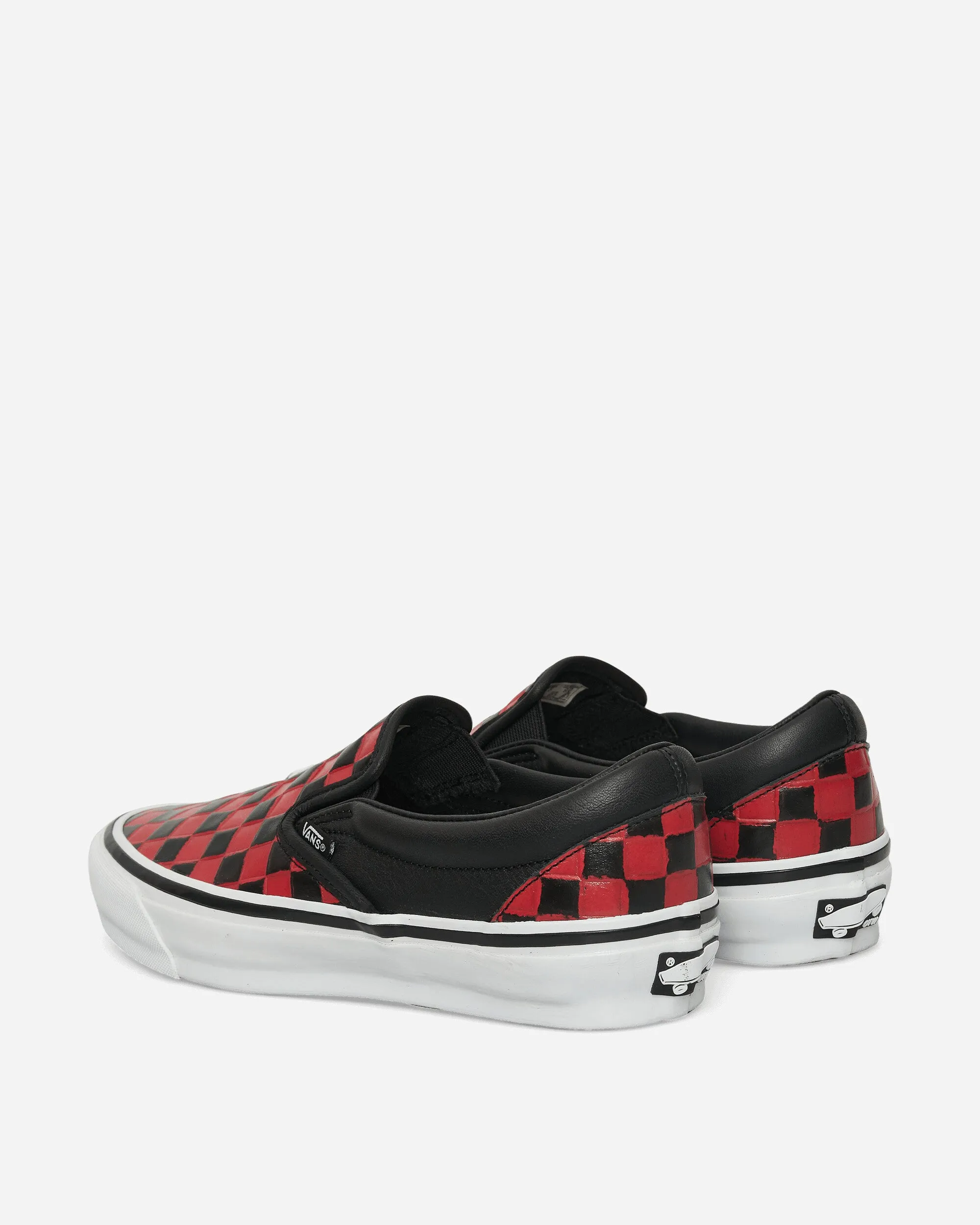 Lightweight Design Classic Slip-On 98 Leather Check Vibram Sneakers Black / Racing Red