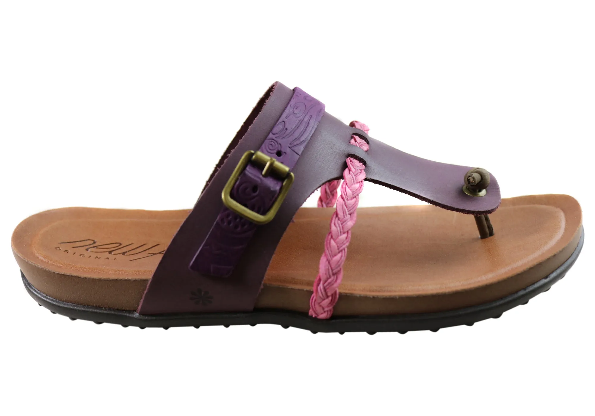 Relaxed Fit New Face Palms Womens Comfortable Leather Sandals Made In Brazil