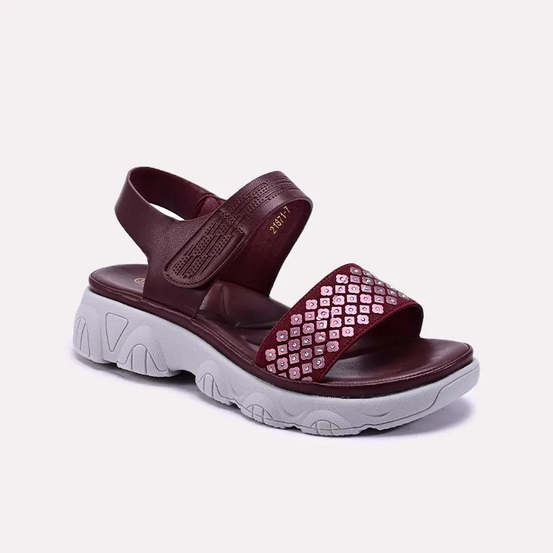 night walk Maroon Comfy Casual Sandals 0421385