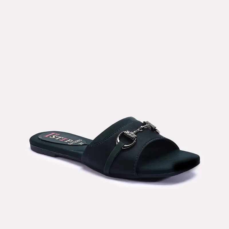 Womens Green Casual Slippers 0412986 Track Run