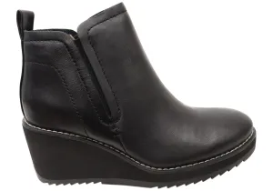 Sofft Emeree Womens Comfortable Leather Wedge Ankle Boots Textile Seamless Comfort All Day Wear