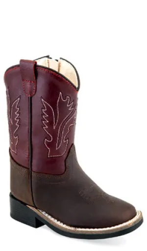 Old West Brown Children's Boot No Laces MachineWashable