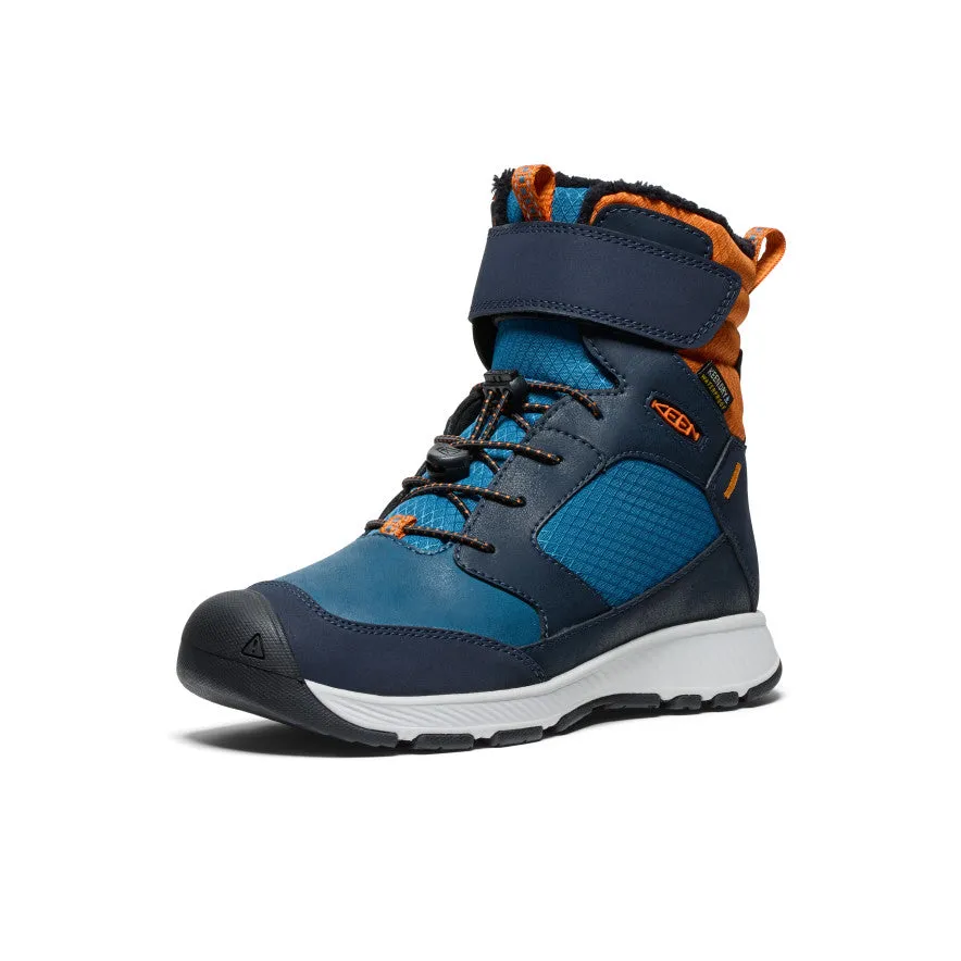 Easy Fit Adjustable buckle Big Kids' Skua Waterproof Winter Boot  |  Sky Captain/Gold Flame