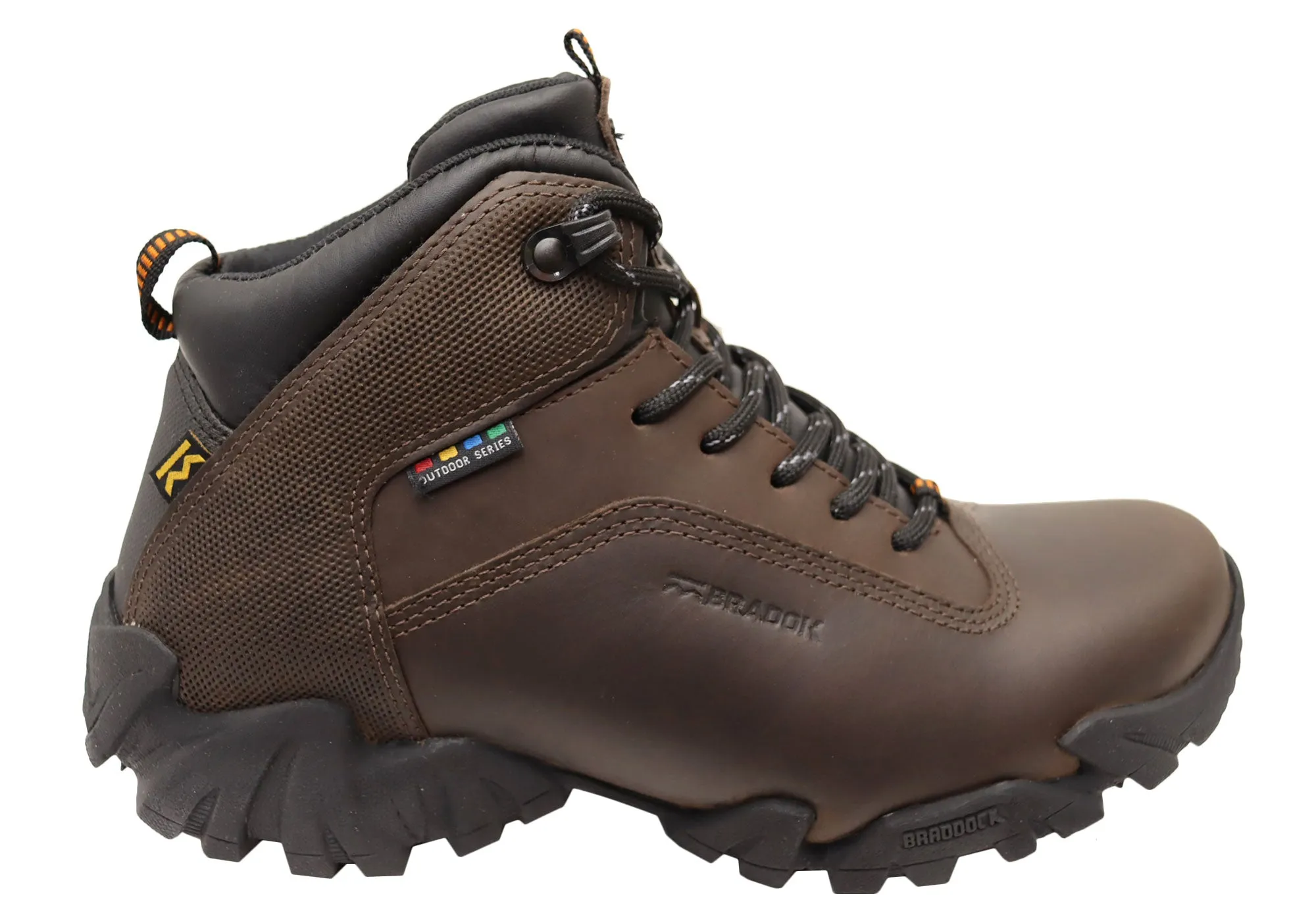 Bradok Krakatoa Mid Mens Comfort Leather Hiking Boots Made In Brazil Durable Stitching