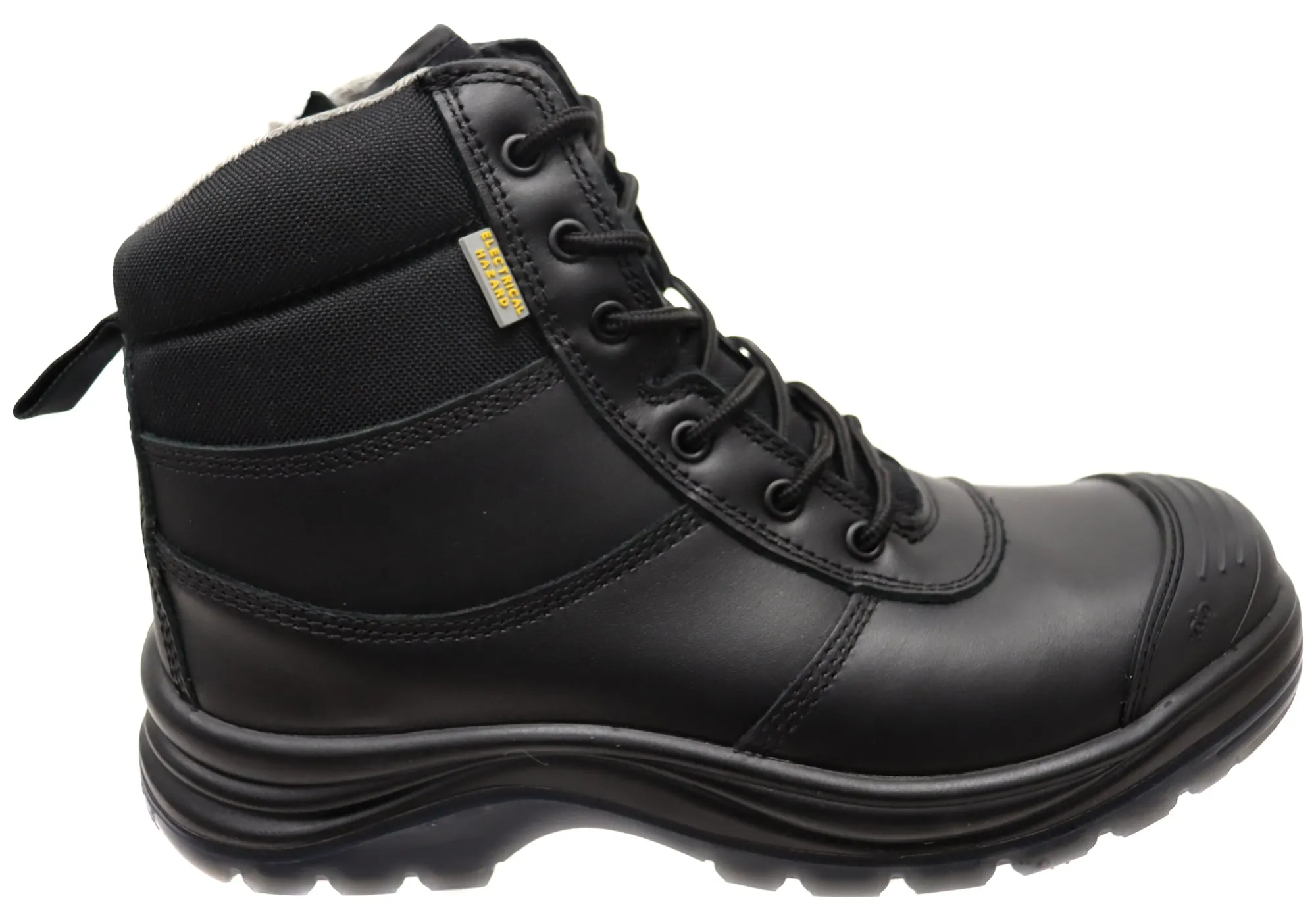 KingGee Black Mens Tradie Zip Lace Composite Safety Work Boots Thermal Core Mountain Hike Flexible Shank