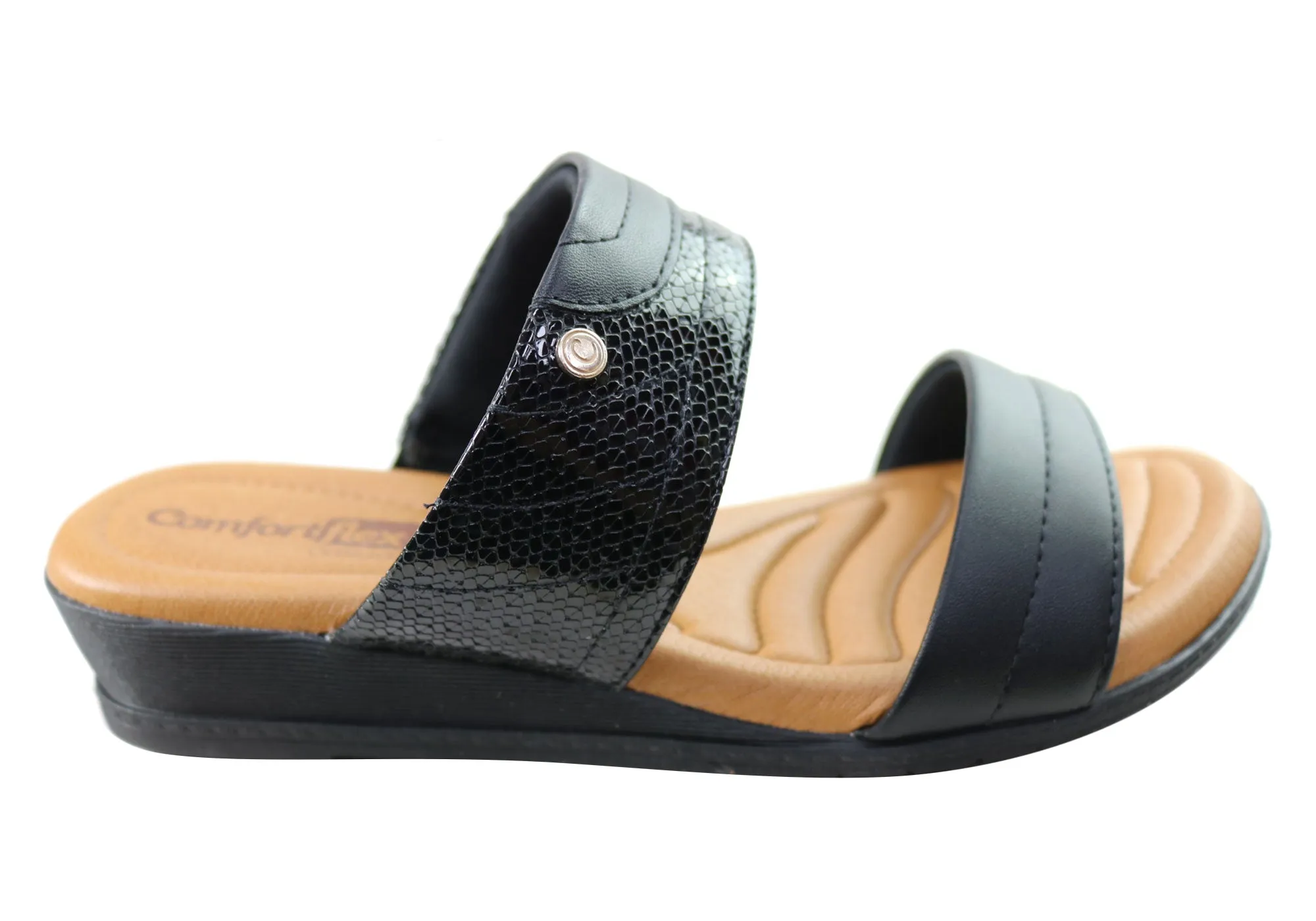 Simple Slip Comfortflex Cianne Womens Comfort Wedge Slides Sandals Made In Brazil