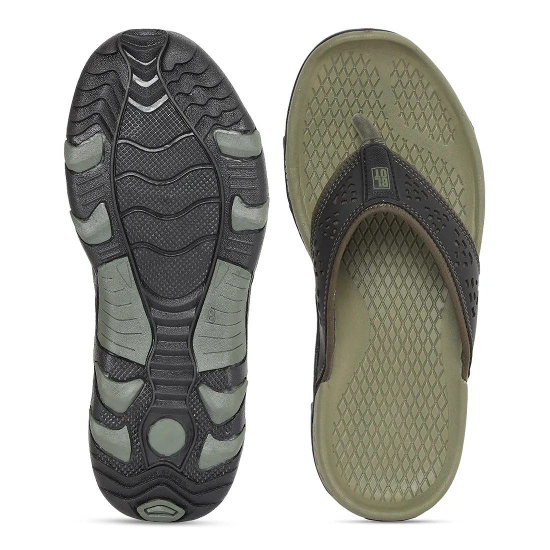 Comfortable Paragon Olive Ultra-Durable Everyday Flip Flops for Men