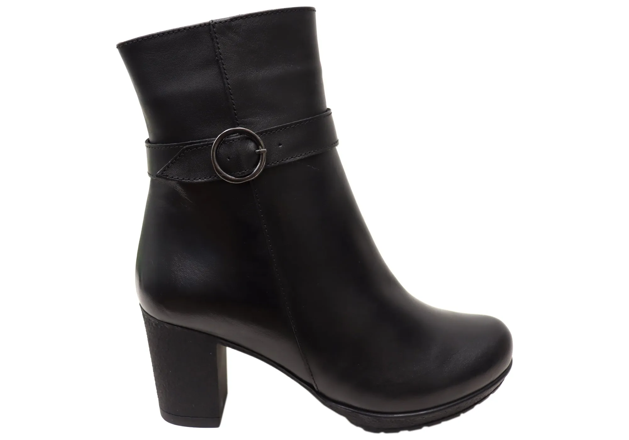 Orizonte Vello Womens European Comfortable Leather Heeled Ankle Boots Quick Drying Rural Traveler