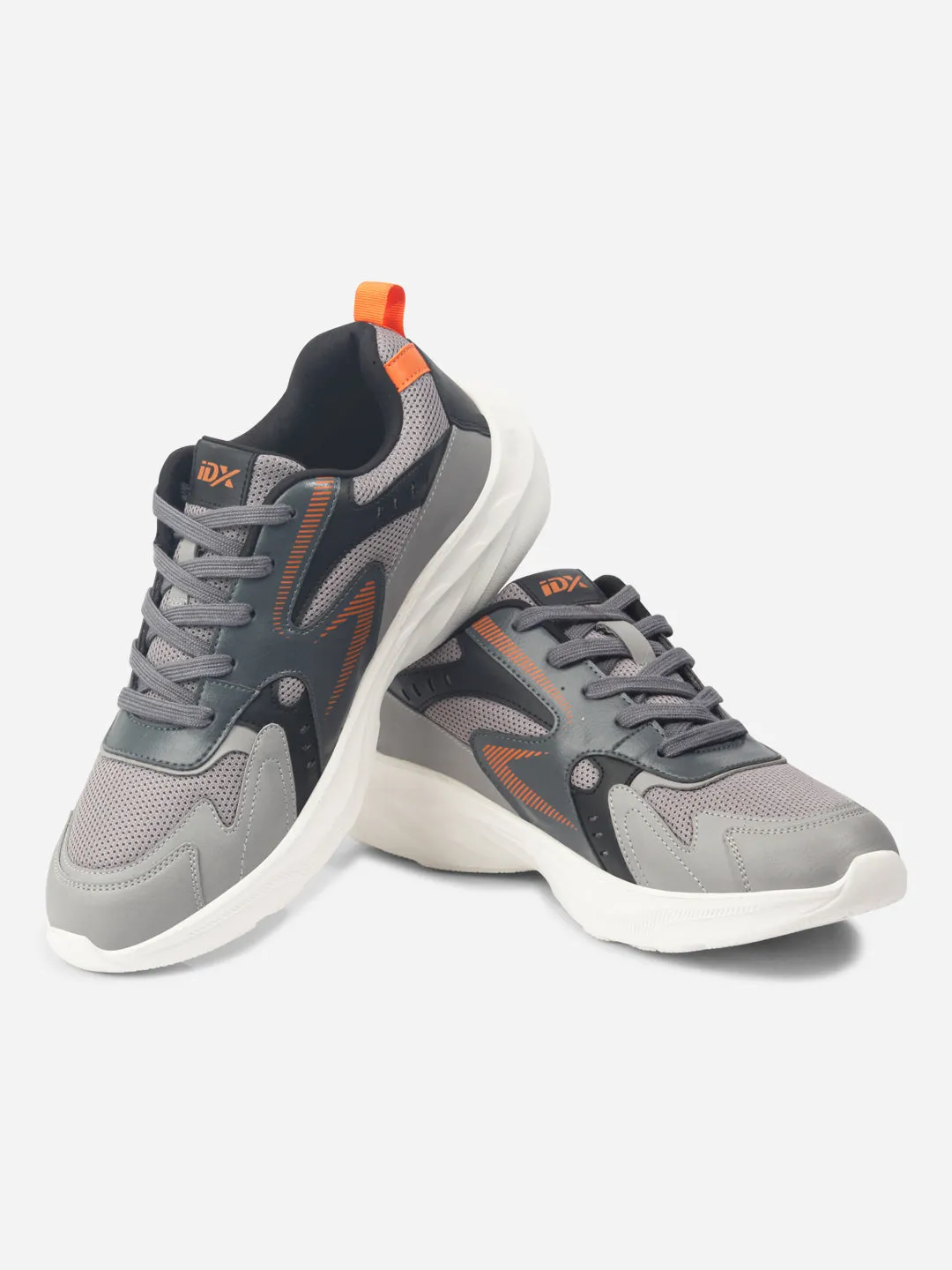 Men's Grey Lace Up Sneakers (IX7128) Reinforced Seams