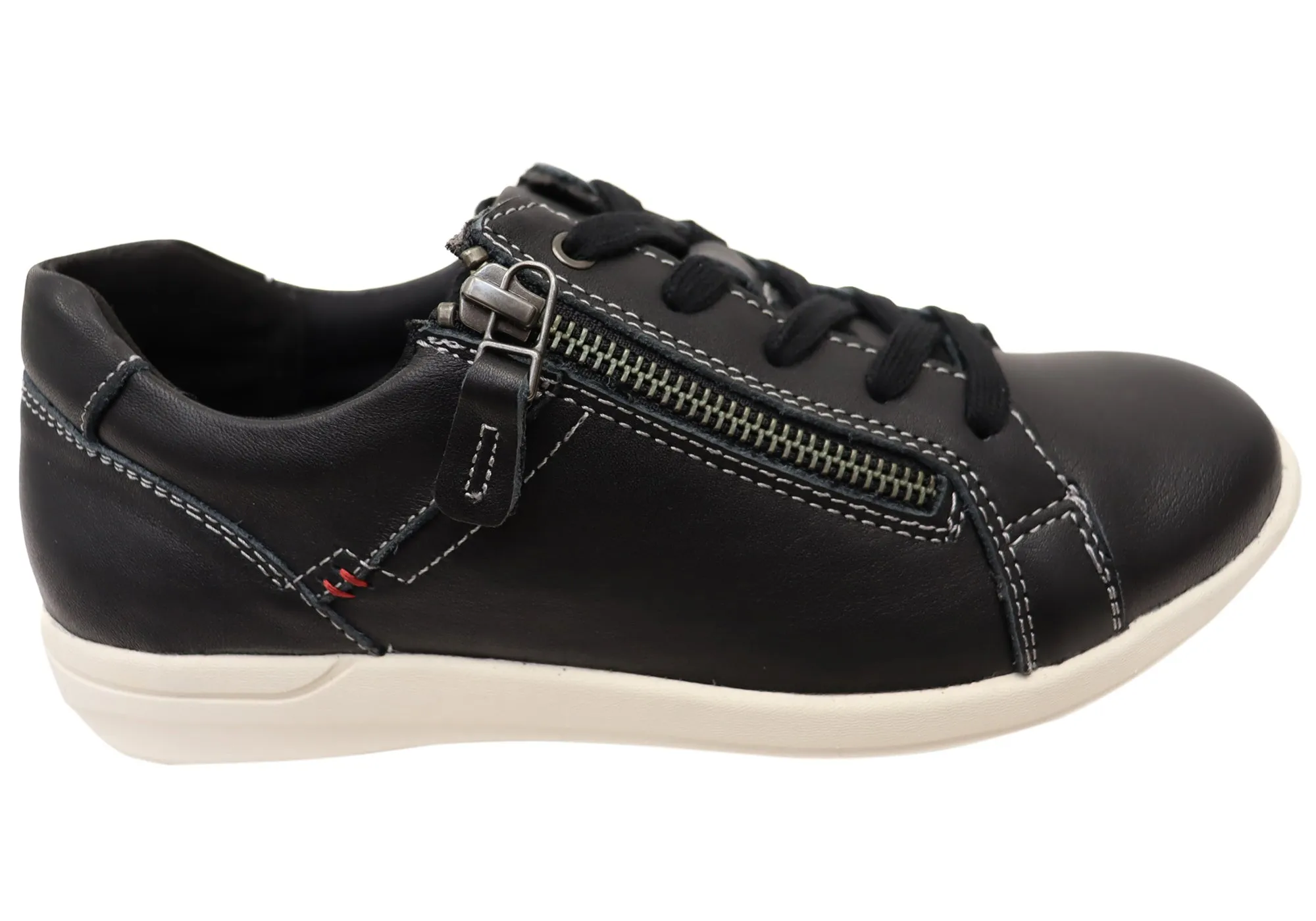 Scholl Orthaheel Womens Leather Comfortable North Sneakers Shoes Luxurious Feel