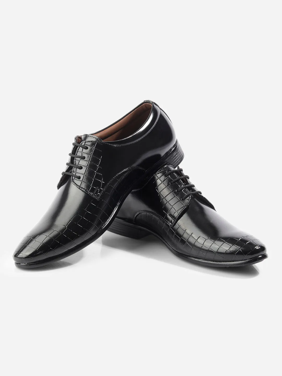 Men's Black Regular Toe Lace Up Formal (IX1072) Art Cut Patent Coat