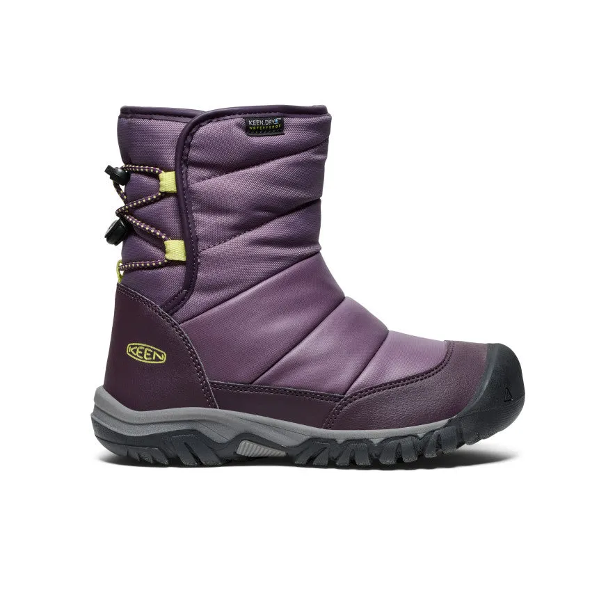 sports Big Kids' Puffrider Waterproof Winter Boot  |  Black Plum/Daiquiri Green