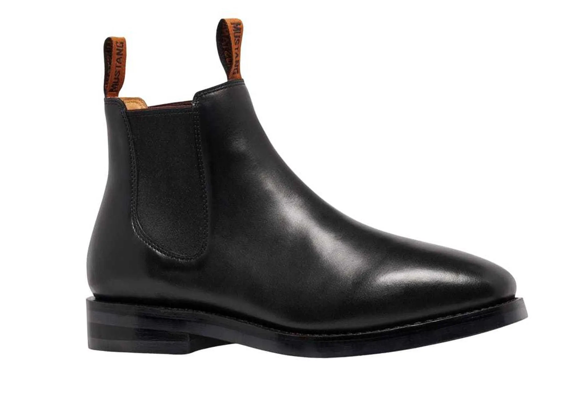 Mustang Mens Signature Pull Up Black Leather Boots Quality Design