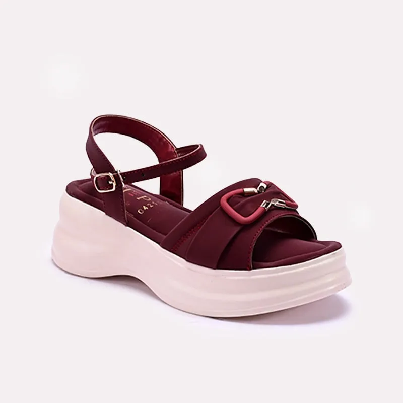 Earth Tone Heart Glow Maroon Casual Platform Sandals 0421500