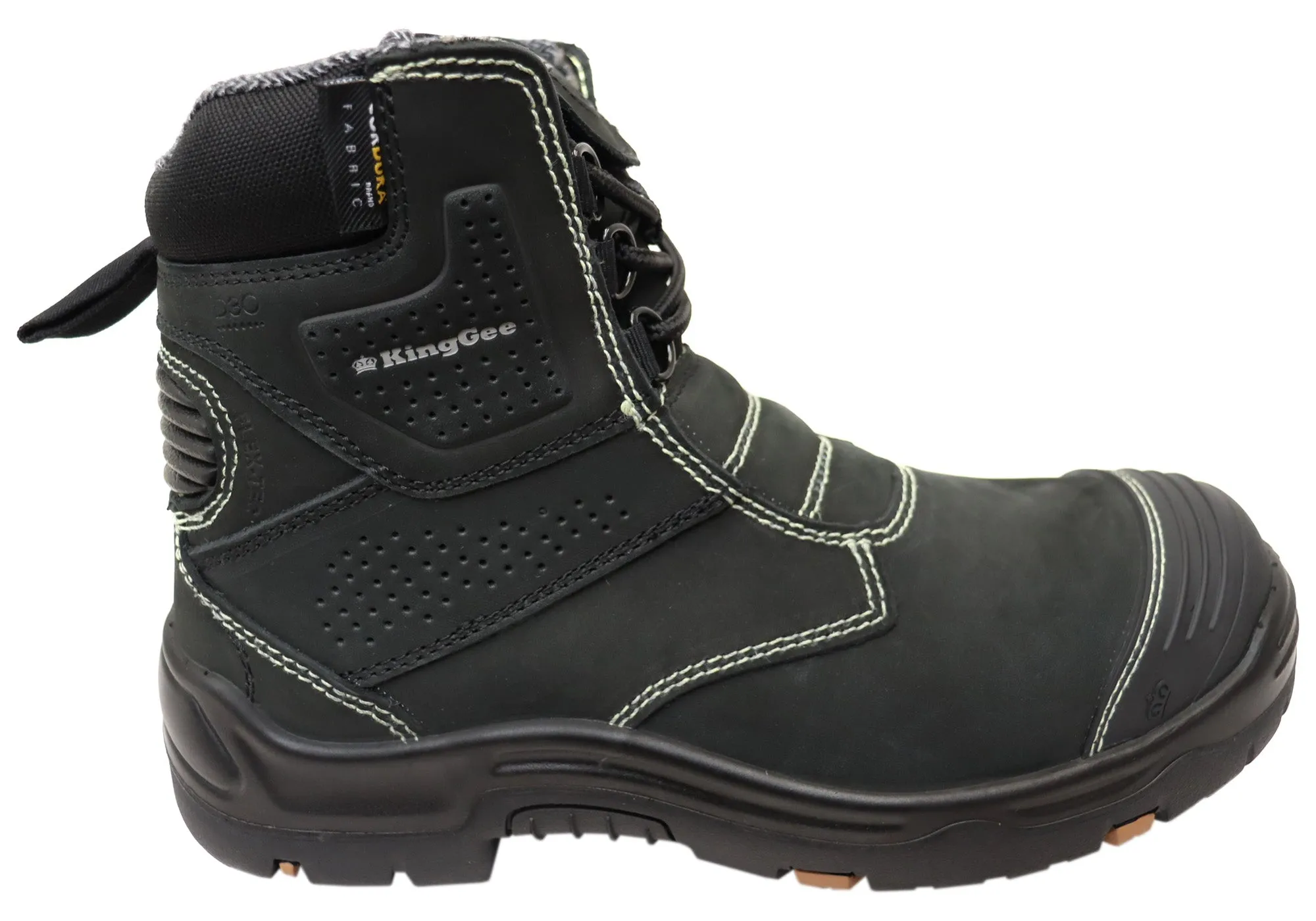 Rugged Built Hiking Trails KingGee Mens Bennu Pro 6 Comfortable Leather Work Boots Black