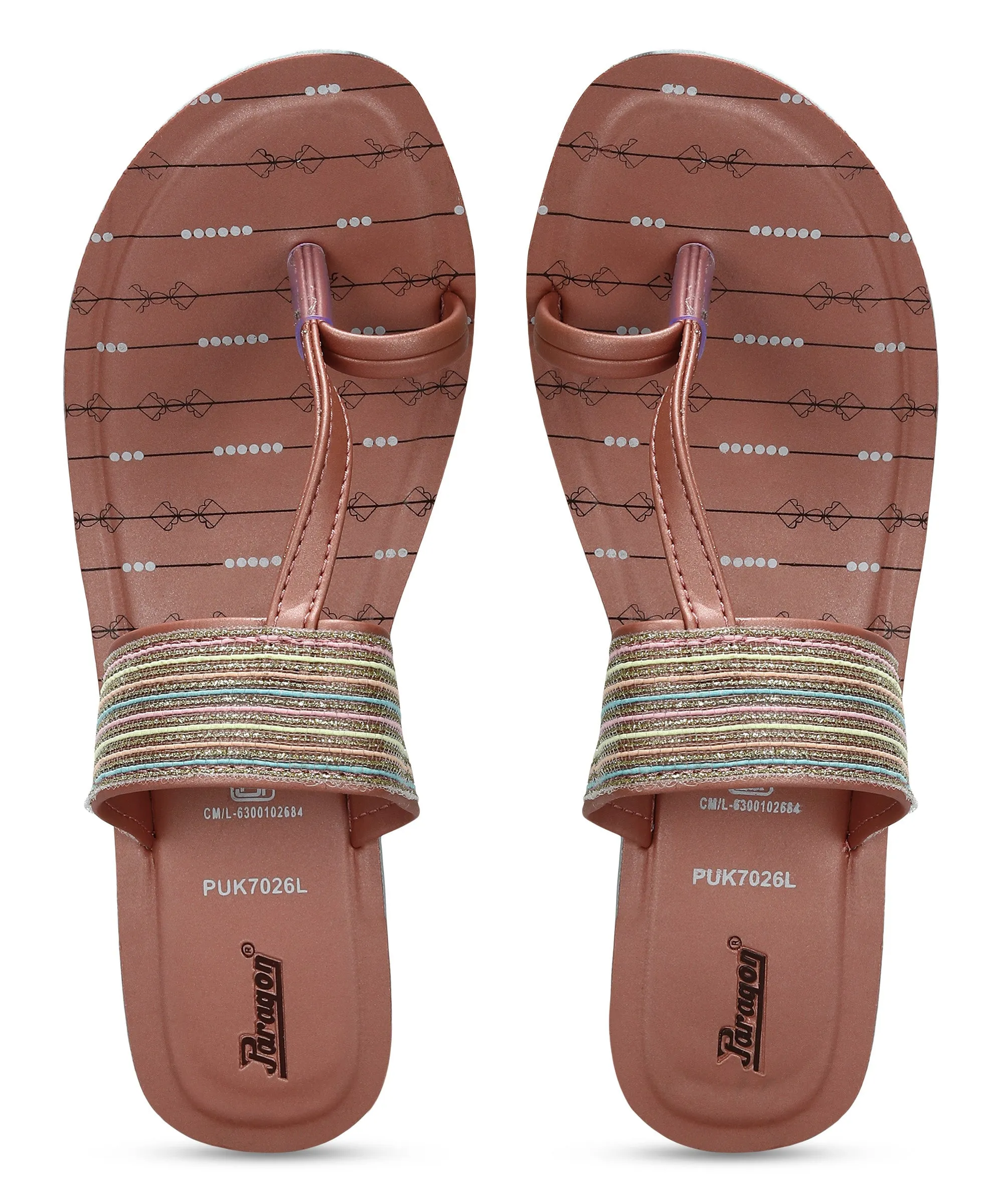 foldable Paragon Women's Peach Wedge Sandals with Cushioned Sole and Sturdy Construction for Everyday Use