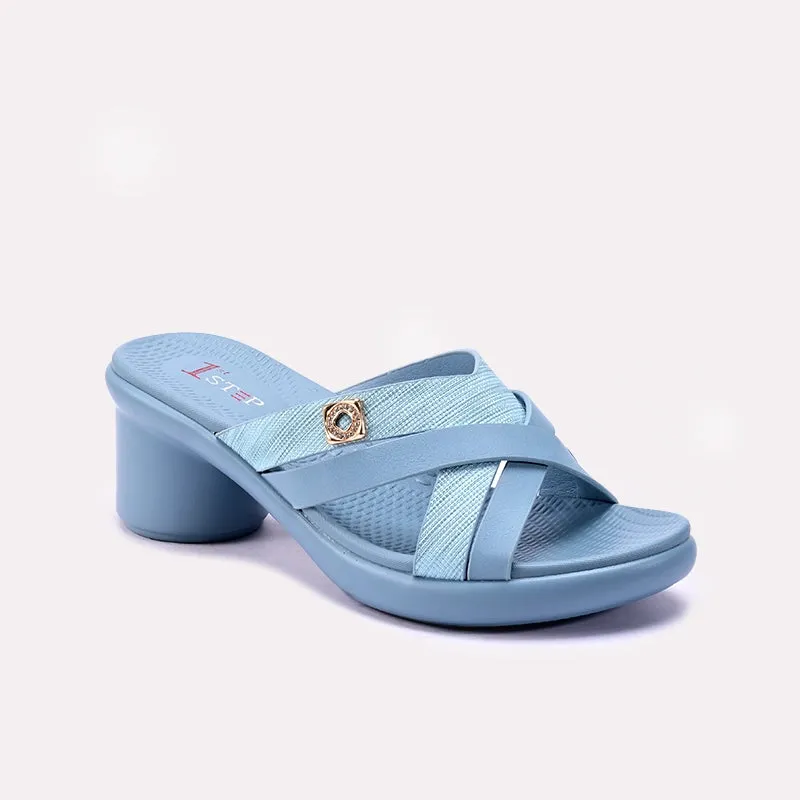Womens Blue Heel Casual Slippers 0413419 Running Flexible Sole