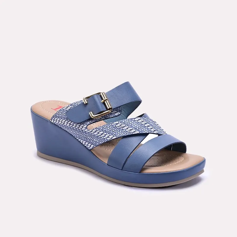 Blue Wedge Casual Slippers 0413267 Smooth Soles Work Ready