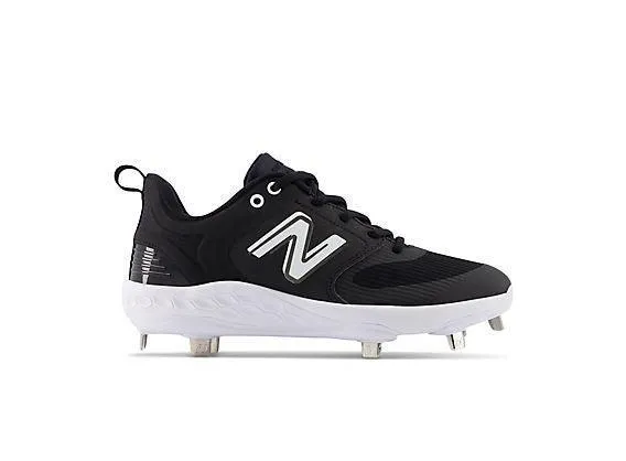 Shock Absorbing Padded Tongue New Balance Women's VELO v3 Metal Fastpitch Softball Cleats - Black with White - SMVELOK3