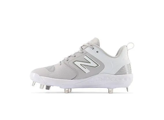 Breathable Upper New Balance Women's VELO v3 Metal Fastpitch Softball Cleats - Grey with White - SMVELOG3