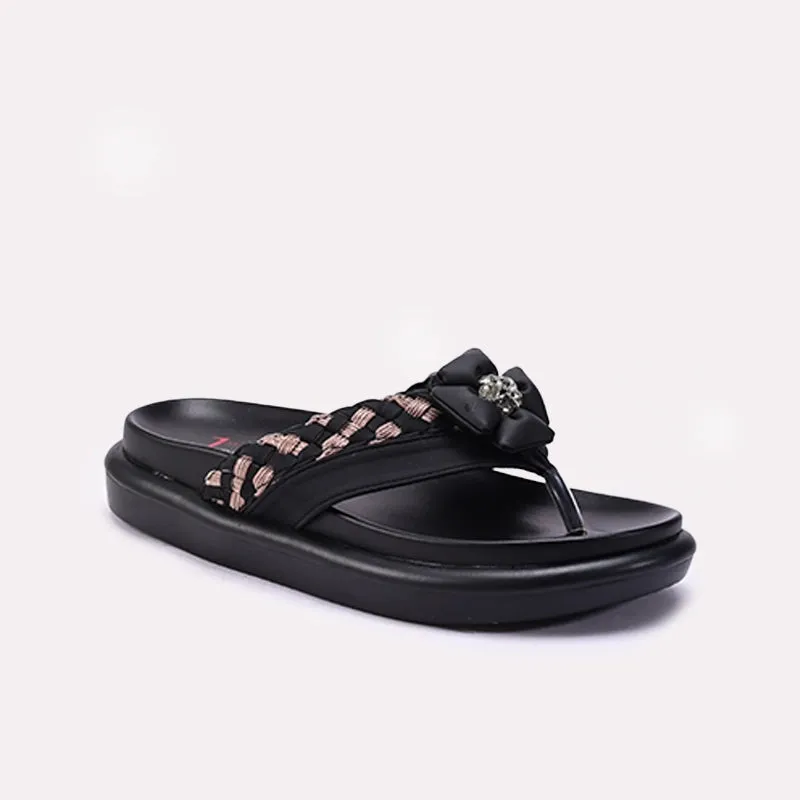 Crystal Glow Womens Black Comfy Flip Flops 0413406