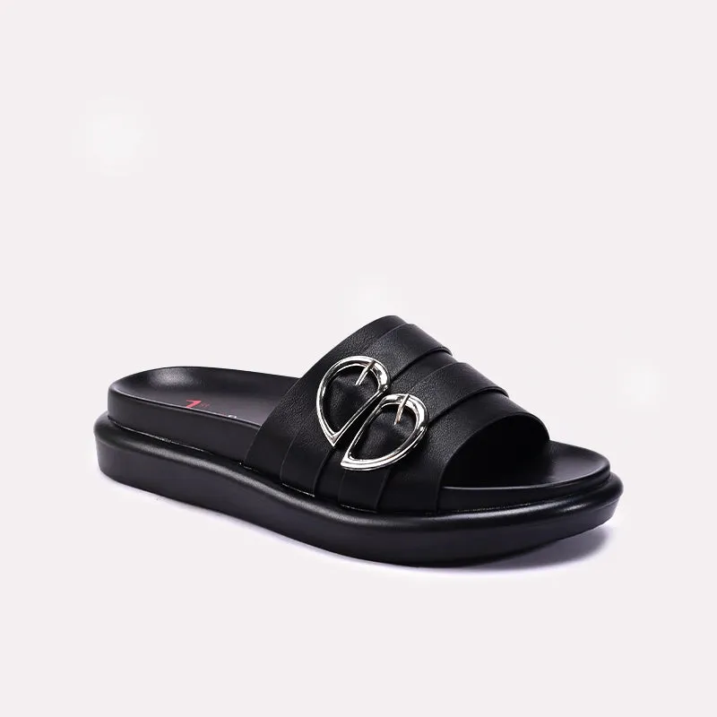 Womens Black Comfy Slippers 0413412 Shock absorption Retro Mood