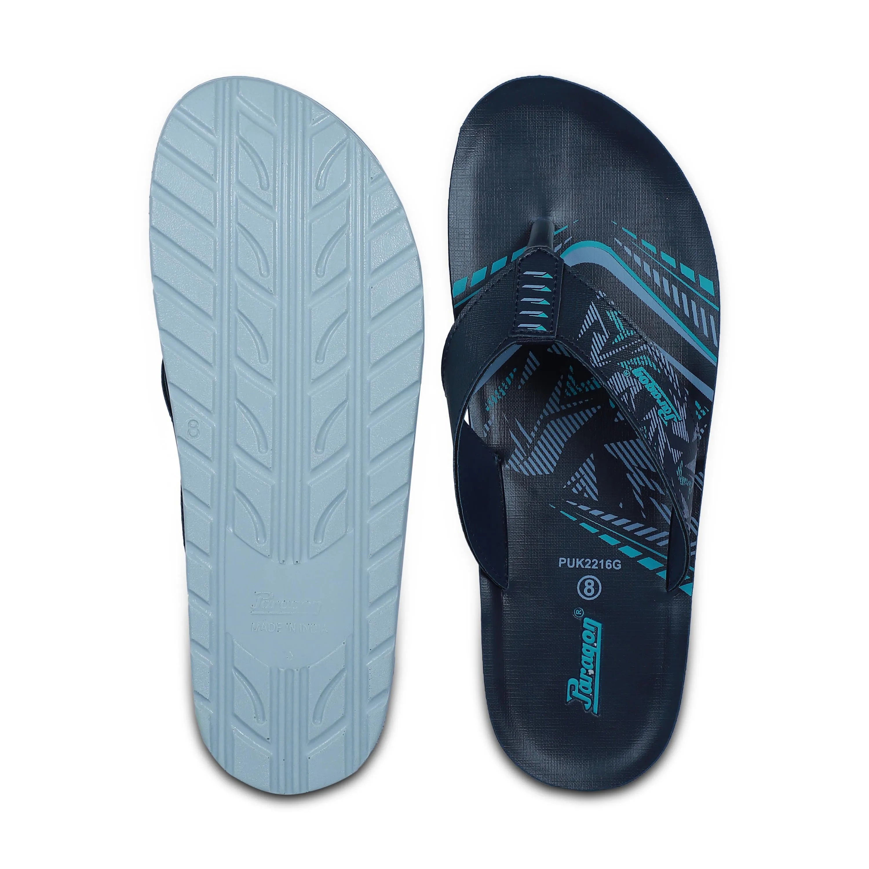 Paragon PUK2216G Men Everyday Lightweight Waterproof Flip Flops Printed Patterns and Extra Sole Support | Casual Flip Flops Travel Ready