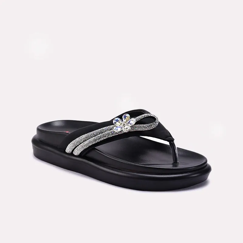 Womens Black Comfy Flip Flops 0413407 Stretchable