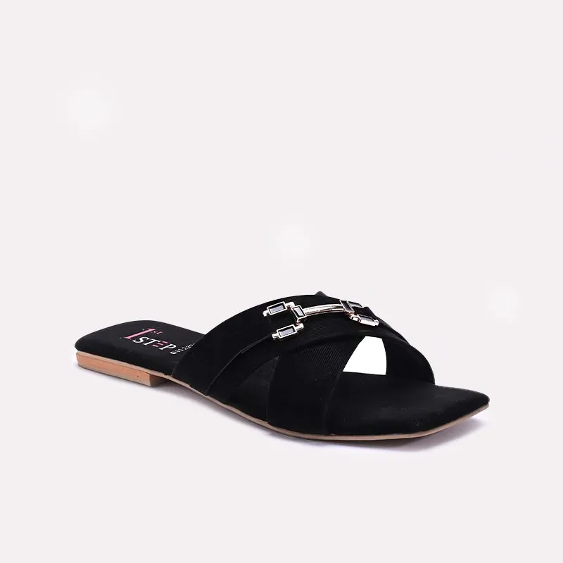 Matte Edge Field Power Black Flat Casual Slippers 0412821