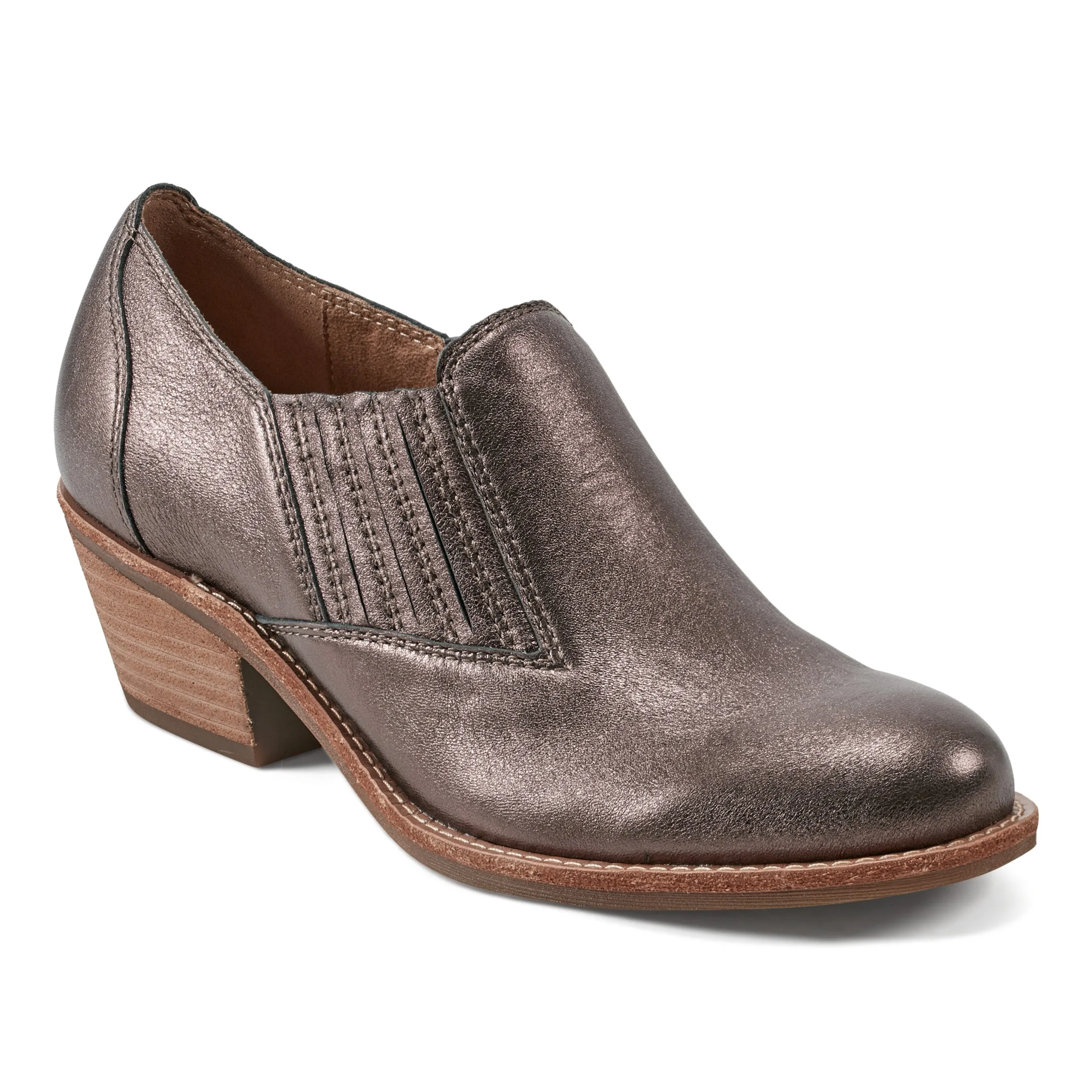 Jalin Block Heel Slip-on Casual Booties Path Free