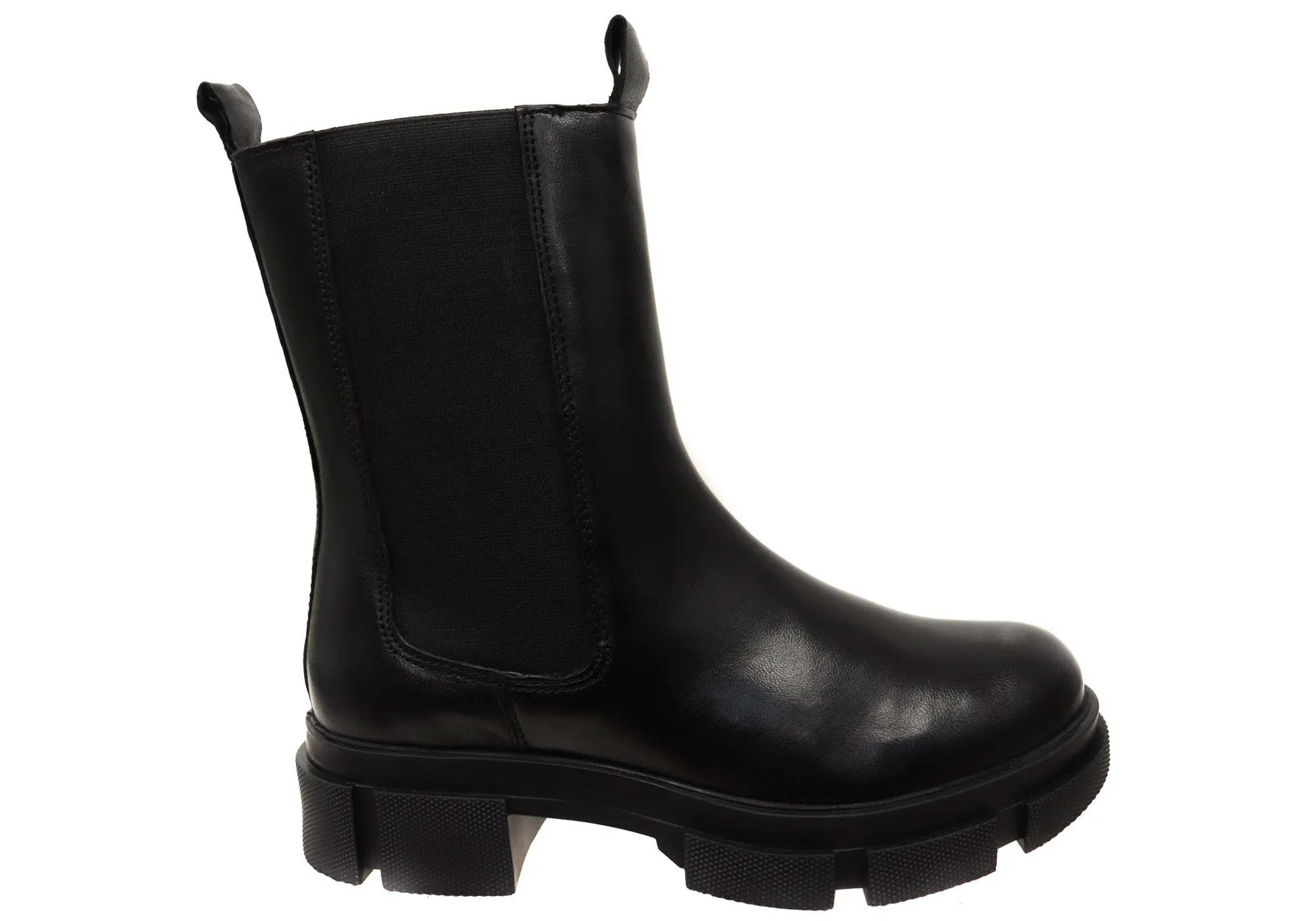 Fur Trim Hush Puppies Alisa Womens Comfortable Leather Ankle Boots