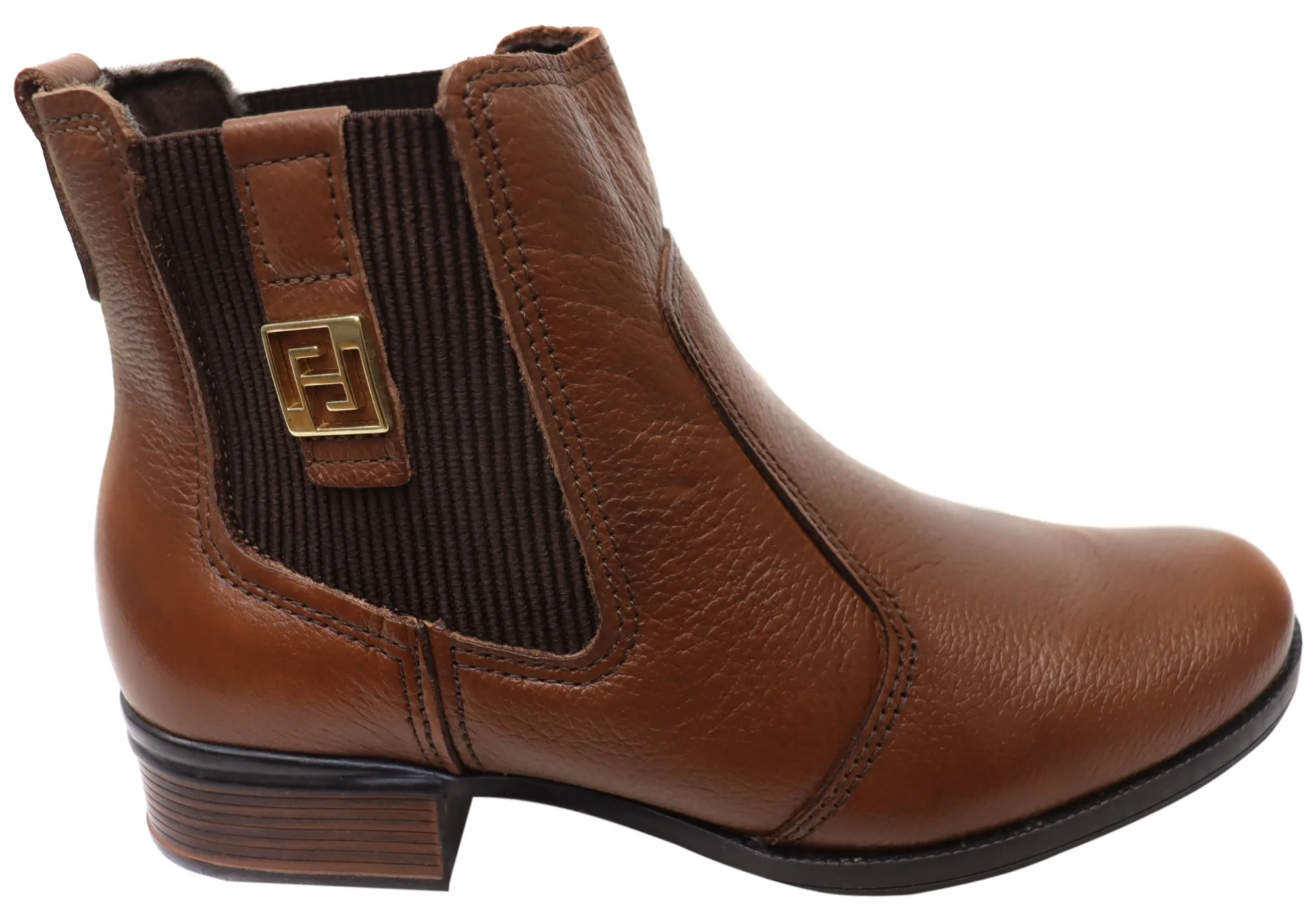 Closed Toe Design Flexible Construction Pegada Carla Womens Low Heel Leather Ankle Boots Made In Brazil